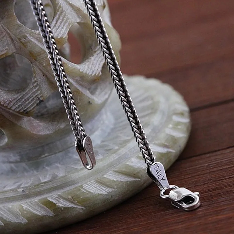 BOCAI Real S925 Silver Jewelry Accessory 1.6MM Woven Snake Bone Necklace for Men and Women Fashion Fox Tail Chain Wholesale 250120