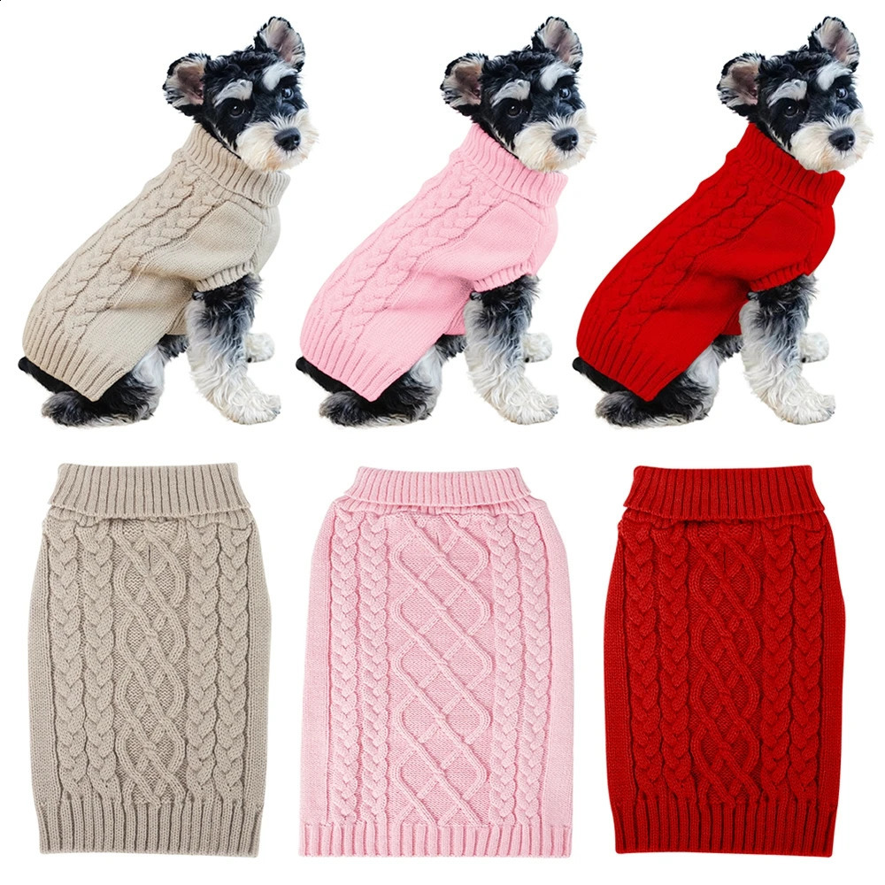 Warm Winter Dog Clothes Christmas Cat Sweater Turtleneck Pet Clothing Knitting Costume Coat for Puppy Small Pets Clothing 250206