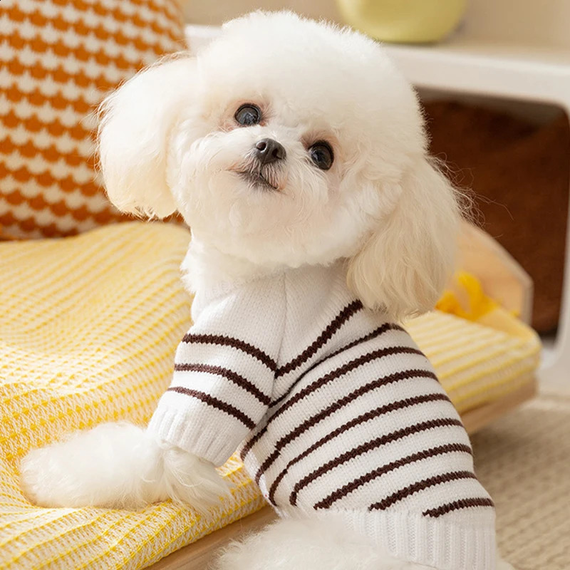 Striped Dog Clothes Sweater for Dog Fashion Winter Dog Coat Warm Pet Dog Knitted Vest Chihuahua French Bulldog Dog Costume 250206