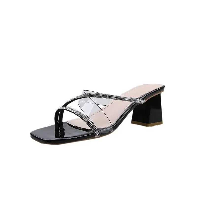 Pointed Thin Heel Slip Shoes for Women Slippers High Heel Pumps New Summer Beach Ladies Slides Flip Flops Female Dress ShoesXJ250207