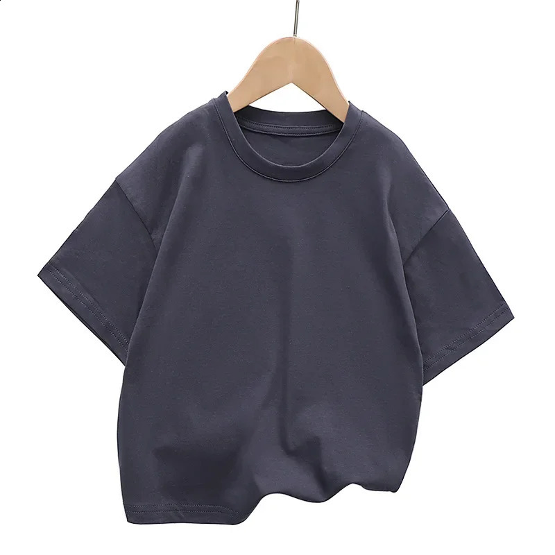 Summer Childrens Short Sleeved T-shirt Fashion Kids Shoulder Down T-shirt Top Cotton Trendy Student Tee 2-12 Years Old 250207