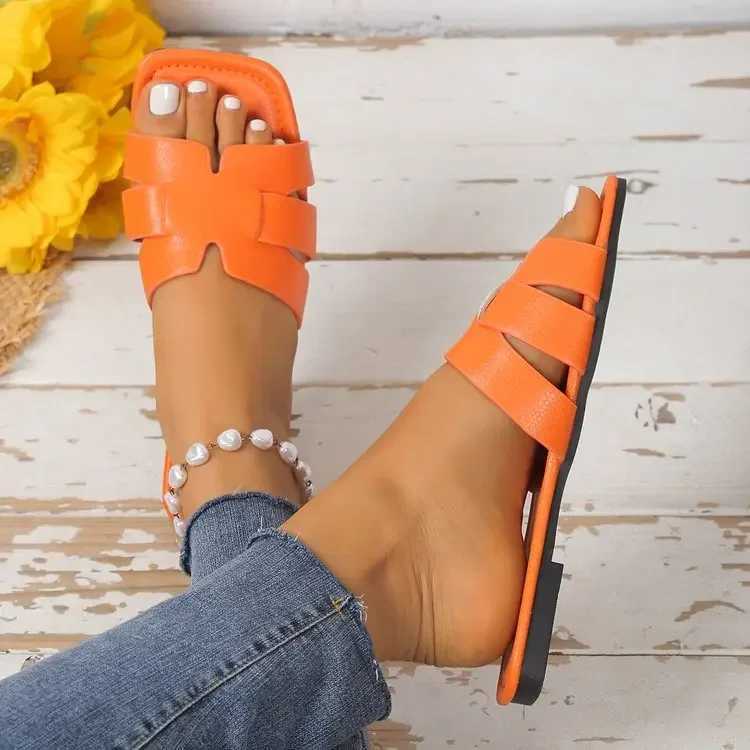 Summer Women Sandals New Outdoor Plus Size 43 Open Toe Flat Slippers Female Square Head Beach Woman Shoes Zapatos De MujerXJ250207