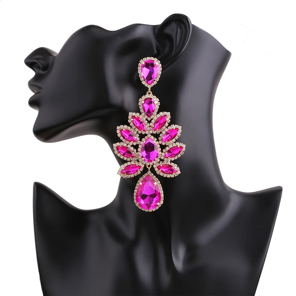 Novelty Shiny Rhinestone Flowers Dangle Earrings For Women Fashion Jewlery Evening Dress Statement Earrings Accessory 250117