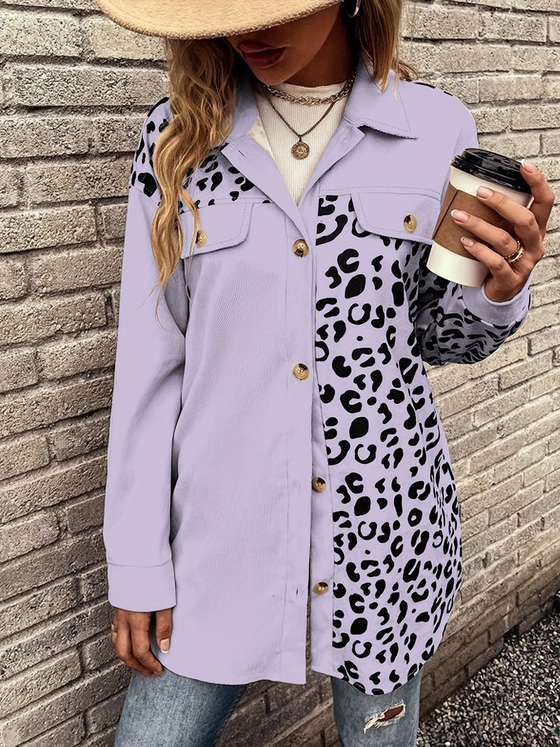 Women's Clothing Autumn And Winter New Leopard Print Single Breasted Mid Length Jacket Shirt Coat