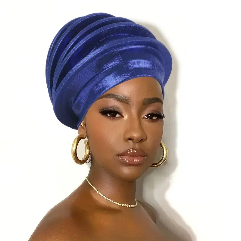 2025 Elegant Spiral Beret for Women Afrcian Head Wraps Female Turban Nigeria Headpiece Wedding Party Auto Gele Headties Cap Hat 250207