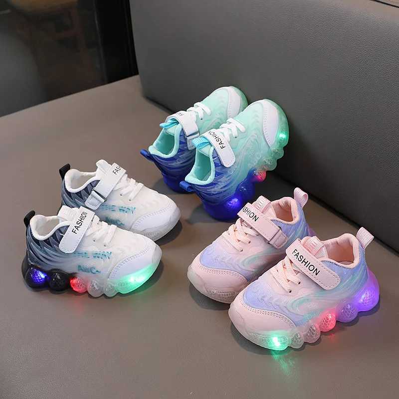 Spring And Autumn Girls Light-up Shoes Childrens LED Shiny Lights Sneakers Little Kids Glowing Light Sneakers Kids Casual ShoesXJ250207