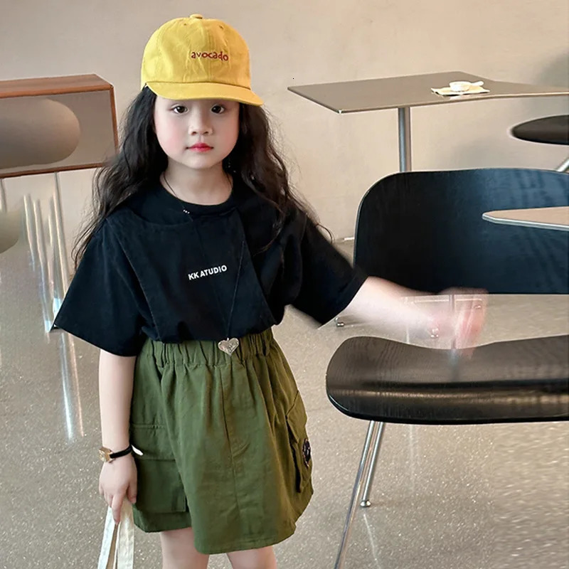 Girls T-shirt Summer Korean Style Childrens false Two Thin T-shirt CuHK Childrens Round Neck Casual Simple Match 250207