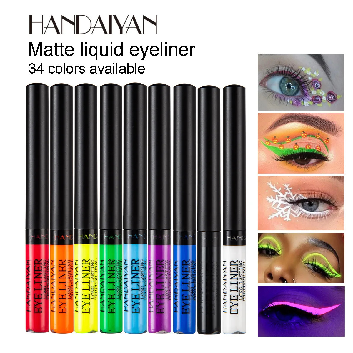 UV Light Neon Eyeliner Pen Eyes Makeup Red Waterproof Liquid Color Eye Liner Pencil Make Up Cosmetics Yellow Matte Purple Pen 250206