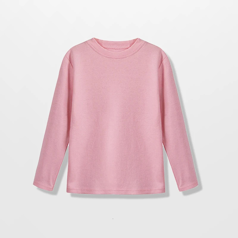 Youth Long-Sleeve T-Shirt 100% Cotton Solid Boys Girls Active T Shirts Essential Tops Undershirts Children Basic Tee 1-14 Yrs 250207