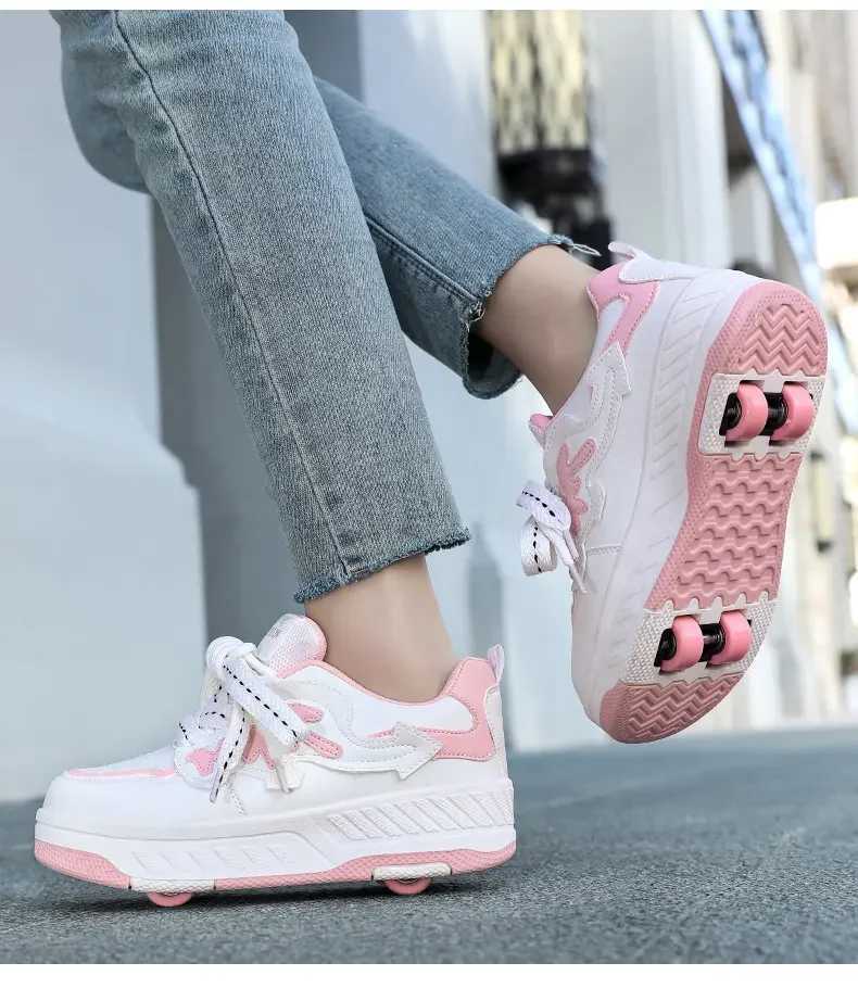 Unisex 4 Wheel Roller Skates Shoes New Sneakers With Wheels For Boy Girls Skating Skates Shoes W250207