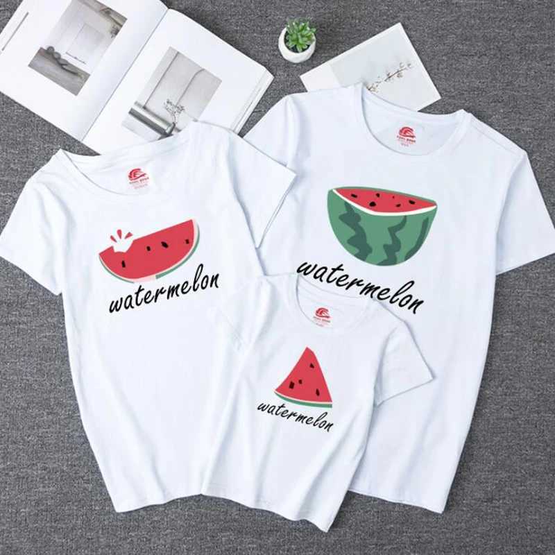 Family Look Mommy and Me Clothes Matching Summer Fruits Printing Family Clothing Mother Daughter Son Father Kids T-shirt W250207