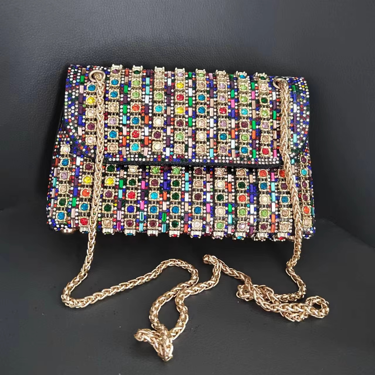 2025 Glitter Rhie Envelope Handbag Chain Purse Party Bags For Women