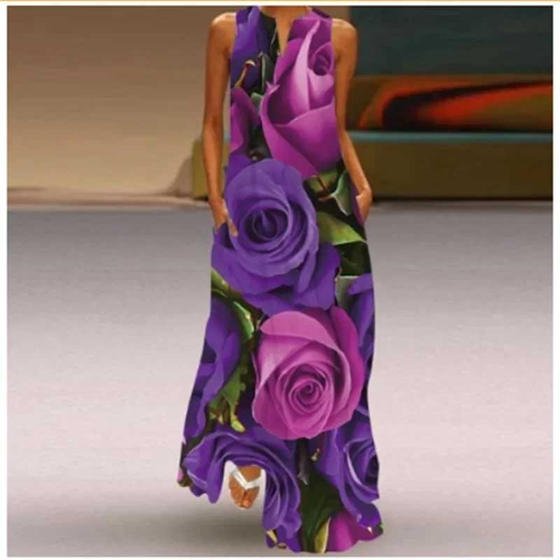 Womens Clothing 2024 Spring Summer Ele V-neck Butterfly Print Long Dress Women Beach Sexy Sveless Tank Maxi Party DressXJ2500207