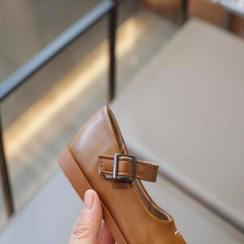 Autumn Childrens Shoes Girls Soft Sole Comfortable Single Leather Shoes Girls Fashion Princess Bean Shoes 21-30 250206