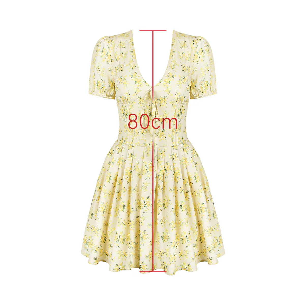 Olgai Fashion Summer Dress 2024 Yellow Flower Print Party Elegant Puff Sleeve Birthday Clothing 250206