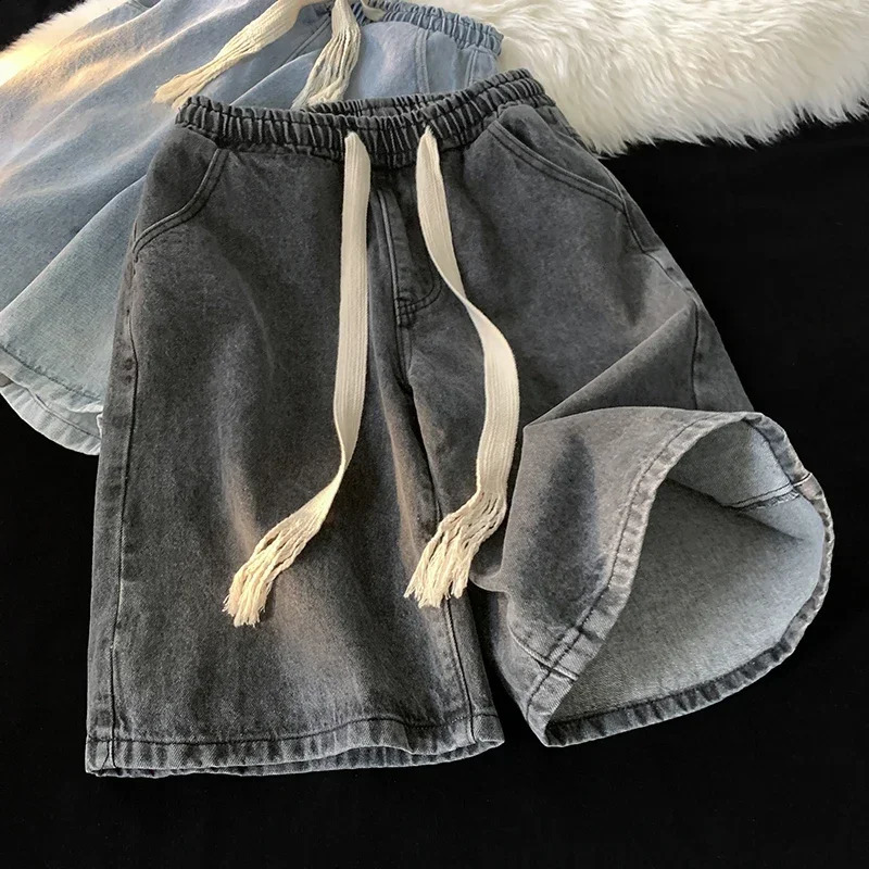PantsSummer Denim Shorts Men Jean Skate Board Wide Leg Harem Mens Jogger Ankle Breathable Short Jeans Fashion 250120