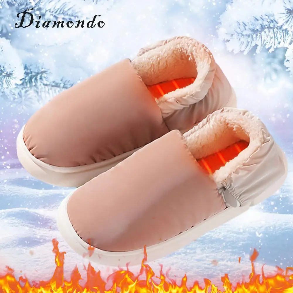 Unisex Rechargeable Foot Warmer with 3 Heating Levels USB Heated Slippers Warm Plush Slippers Home Cotton Shoes for Winter 250120