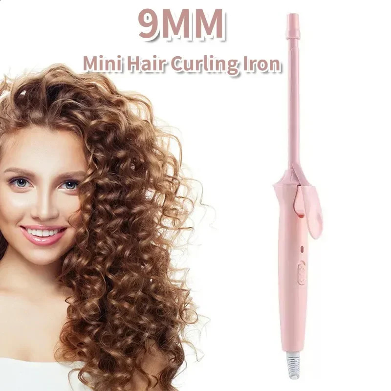 Mini Hair Curling Iron 9mm Curler Wand Professional Curly Tongs Ceramic Electric Salon Styling Tool Small Crimping Iron 250206