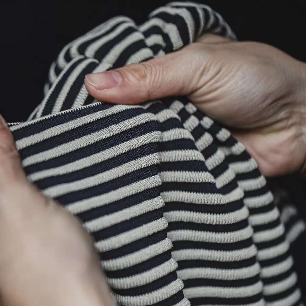 Maden Blue And White Striped Contrasting Color Short Sleeve For Men Summer O-Neck T-Shirt Men's Casual Knit Shirt Plus Size Tees
