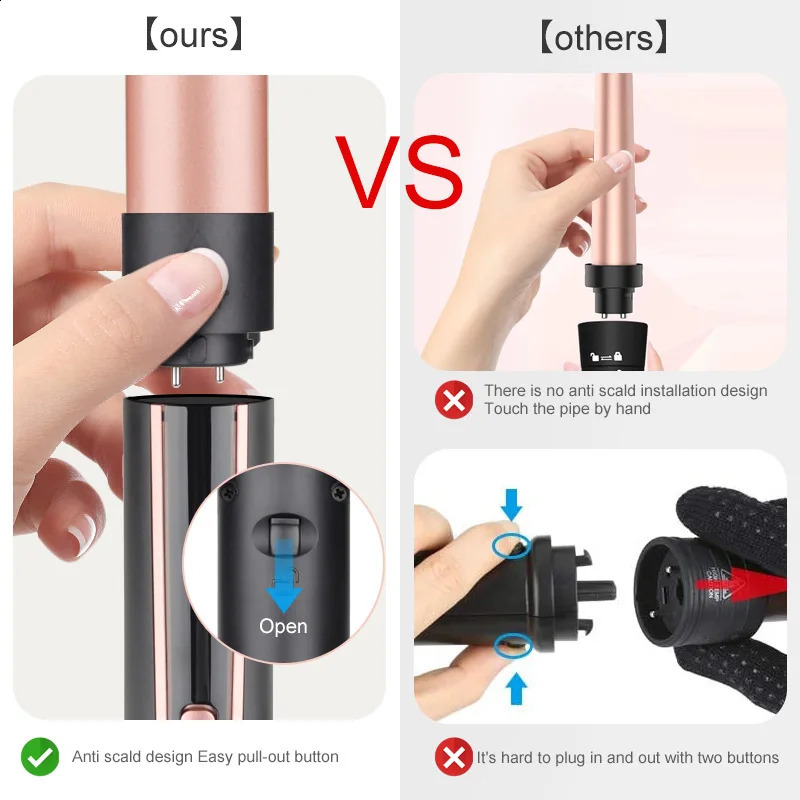 Hair Curler 5-In-1 Multifunctional Curling Iron Rose Gold Ceramic Triple Barrel Hair Styler Professional Hair Curlers Tools 250206