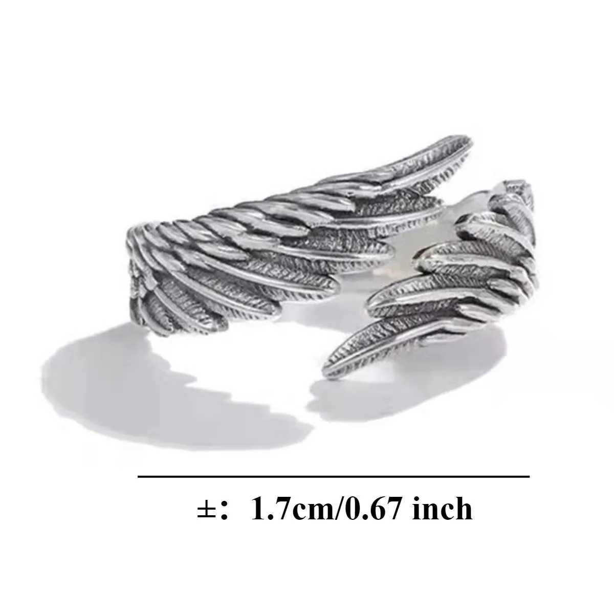 Retro Angel Wings Devil Eyes Hip Hop Adjustable Couple Ring Mens Retro Silver Alloy Material Cool Fashion Jewelry New W250207