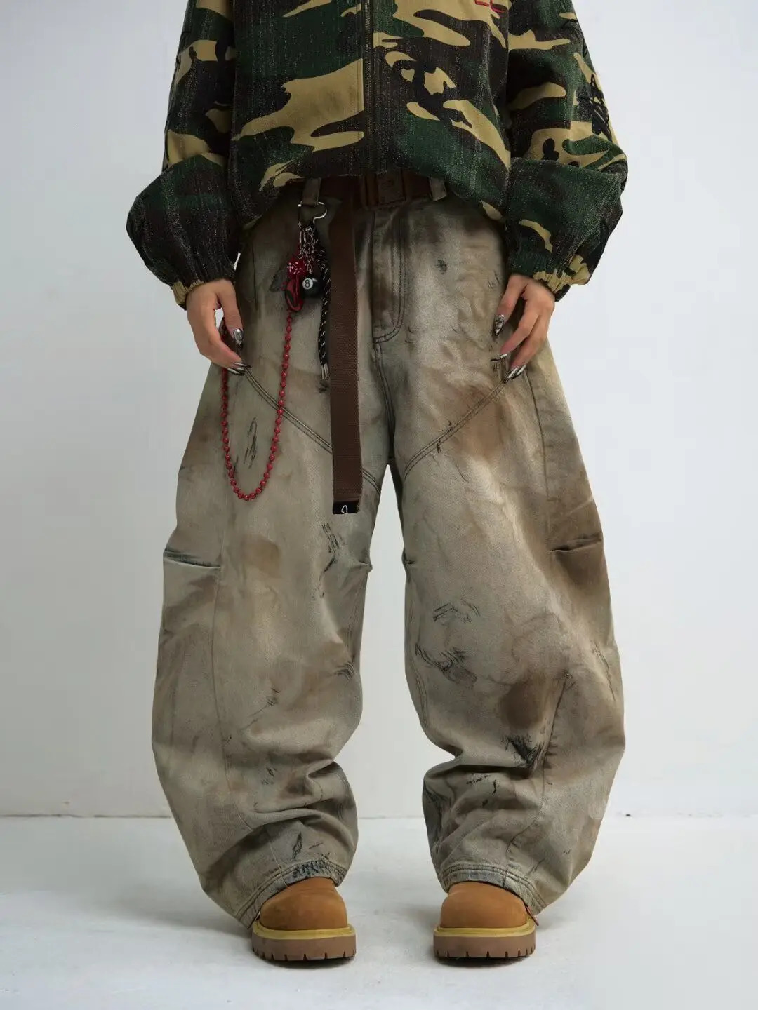 High Street Retro Washed Tie-Dye Distressed Jeans Men Women American Hip-Hop Rap High Waist Loose Jeans Casual Straight Pants 250206