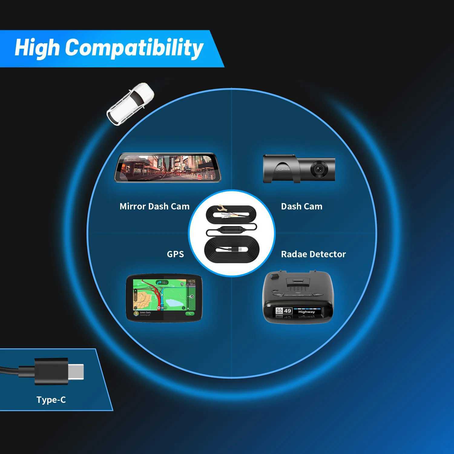 Car DVRs DDPAI Mini5 Z40 N3 Pro N1 Dual Z60 Car DVR Dash Cam Mirror Camera Charging Cable H250206