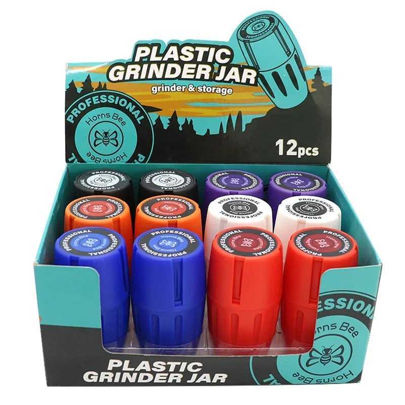 12pcs/Box Bulk Sale 2 in 1 Wine Barrel Shaped Tobacco Grinder with Herb Storage Jar 45*80mm Herbal Crusher Mix Colors WholesaleXJ250207