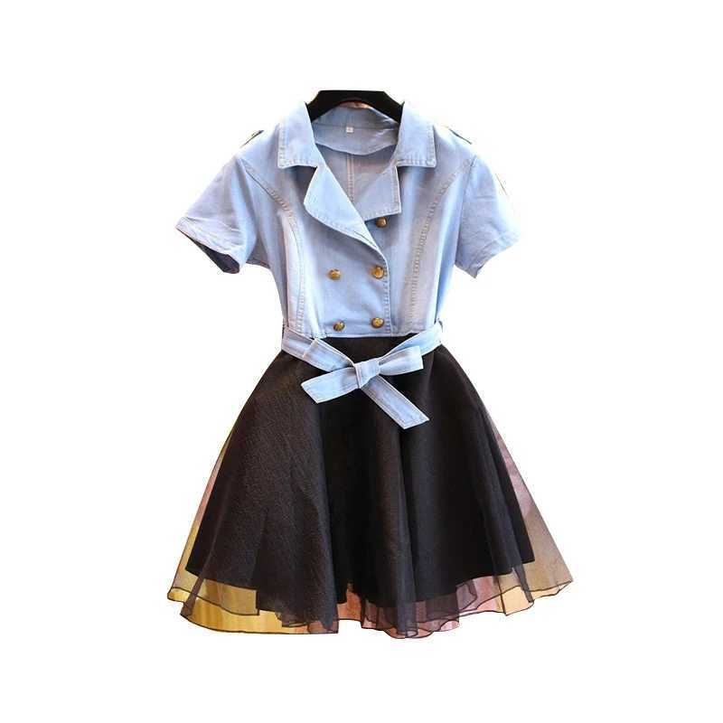 Mother Daughter Dresses Summer Short Sleeved Family Matching Clothes Mom Daughter Dress Family denim Clothing 3-7T Kids clothes W250207