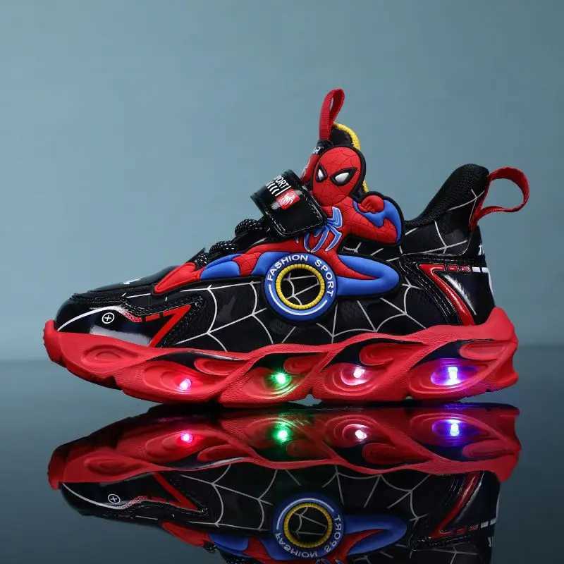 Boys Shoes LED Lights Autumn Childrens Sports Shoes Leather Non-slip Childrens Running Shoes Sneaker Size 25-35XJ250207