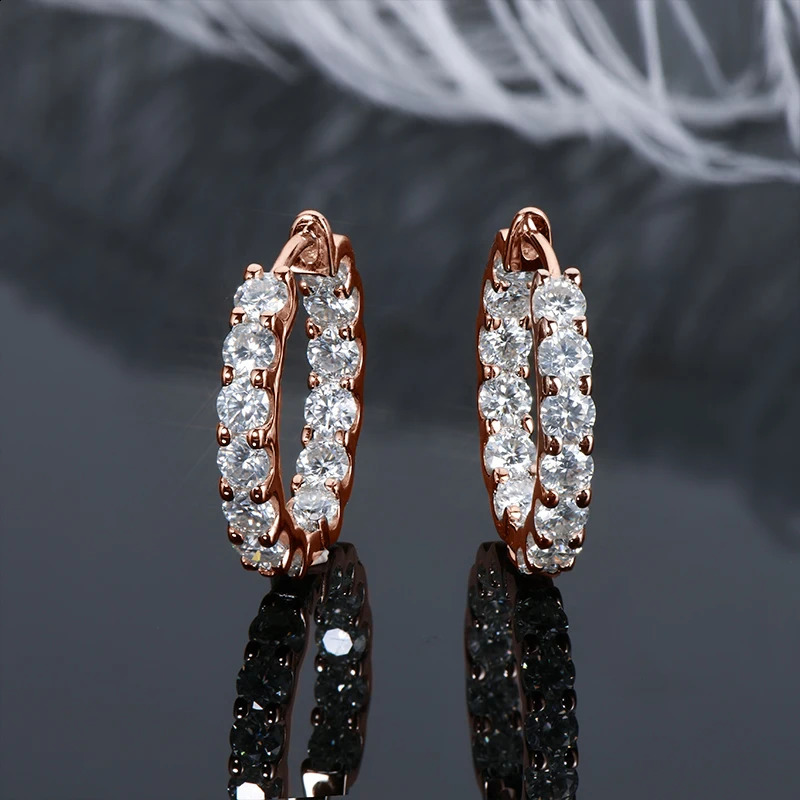 IOGOU 2024 Hoop Stud Earrings 100% Silver 925 m D Color For Women Classic Jewelry Top Sale Rose Gold Plated Earring 250207