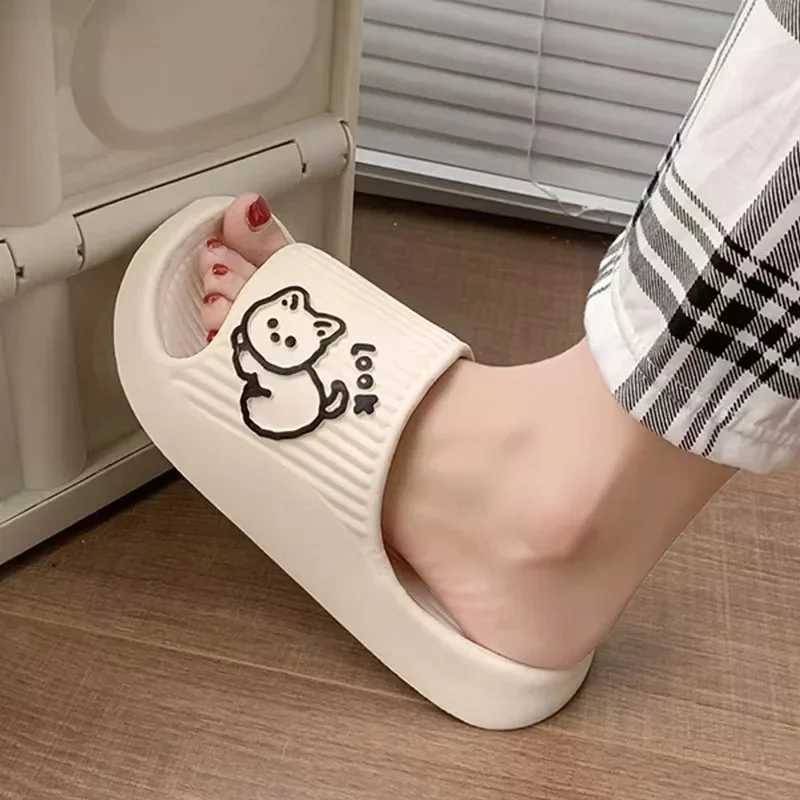 2024 Summer Women Slippers Bath Thick Platform N-Slip Home Carto Flip Flops Beach Sandals Ladies Slides Indoor OutdoorXJ250207