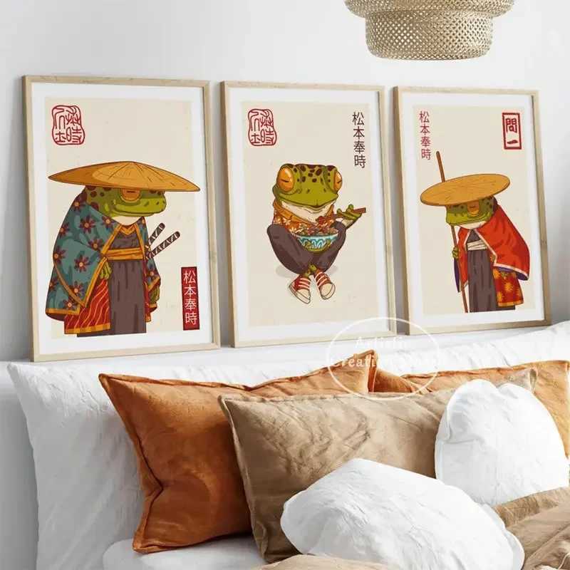 Japanese Frog Wall Art Matsumoto Hoji Cartoon Poster Print Canvas Painting Wall Pictures for Living Room Club Home Decor GiftsC250207