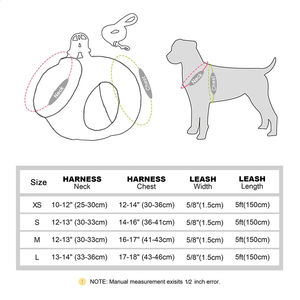 Warm Dog Harness Leash Set Soft Puppy Dog Harnesses With Fur Pet Walking Lead Adjustable Vest For Small Medium Dogs Chihuahua 250206