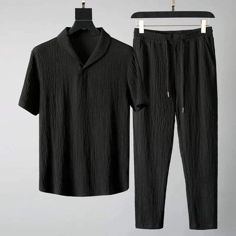 Shirt trousers2024 summer men fashion classic shirt mens business casual shirts A set of clothes size M4XL 250207