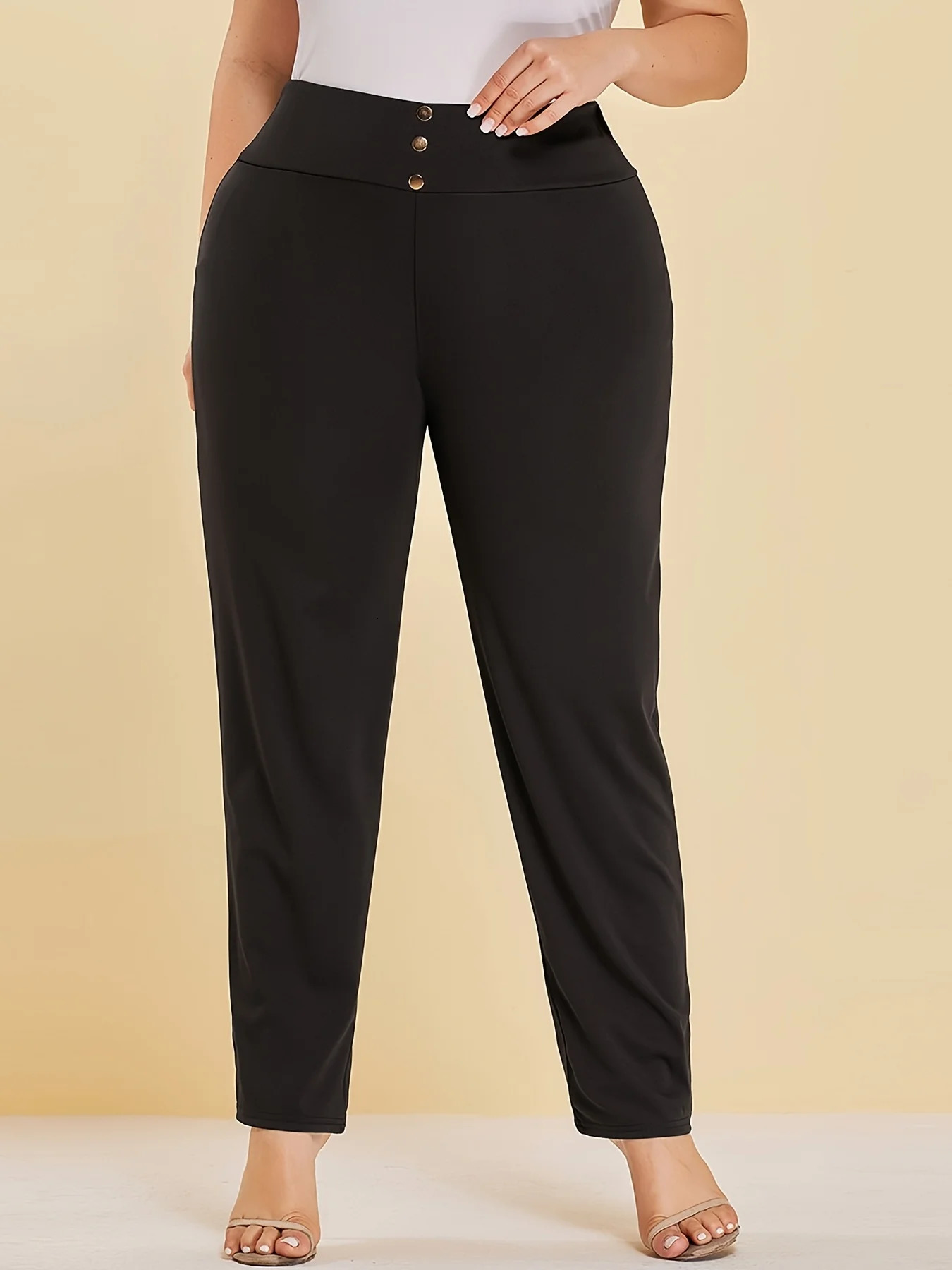Autumn and winter womens plus size knitted fabric casual models slit straight trousers 250207