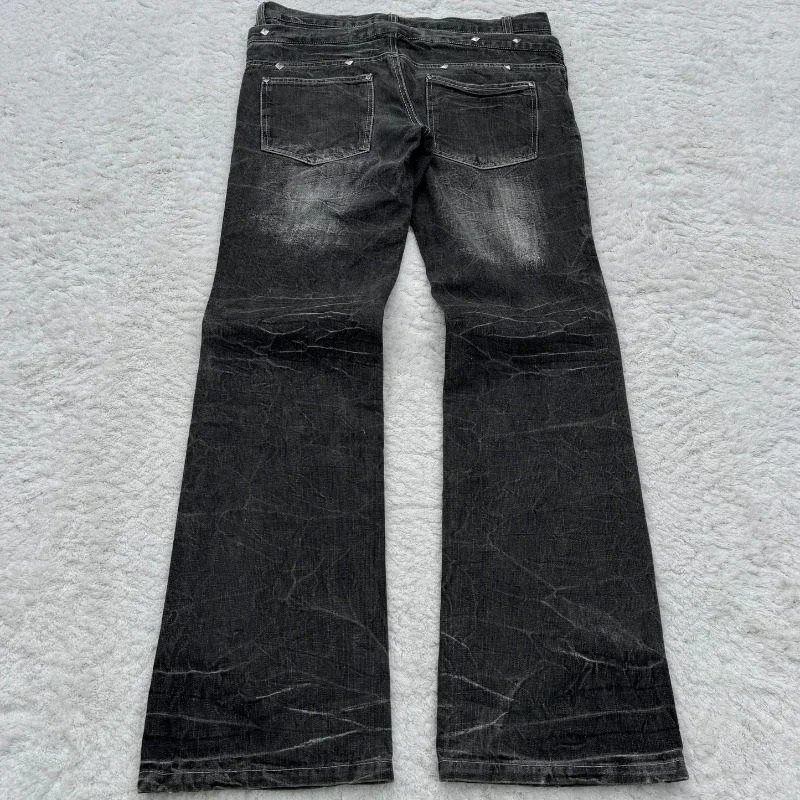 Y2K vintage High Waisted pant fashion Harajuku high quality Double Lace Up Jeans streetwear hip hop black jeans 250207