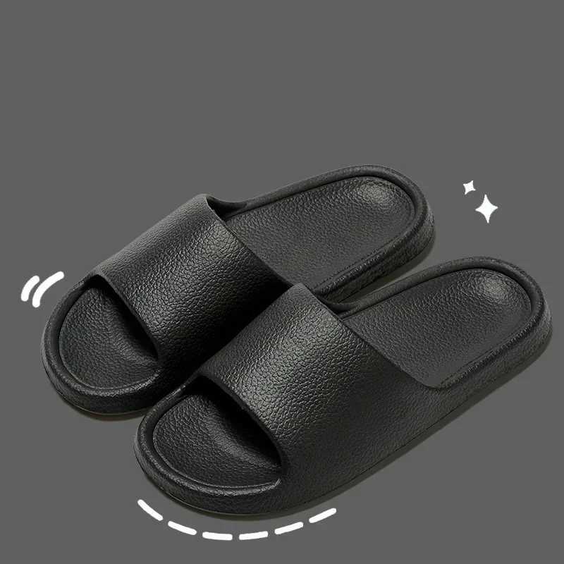 Women Home Slippers Beach Slides Solid Color Mens Thick Sole Indoor Bathroom Anti Slip Shoes Summer Couple SandalsXJ250207