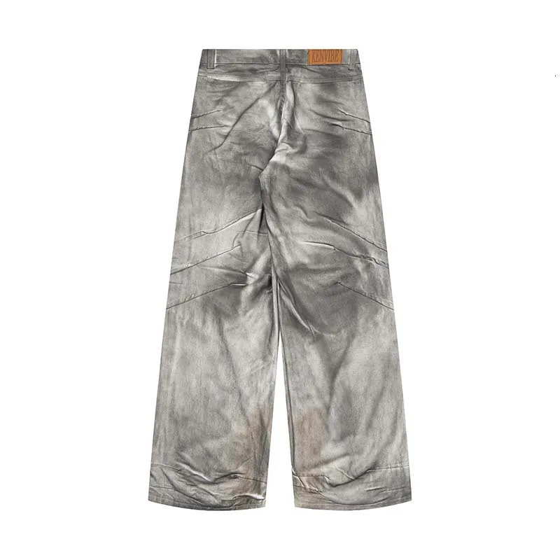 High Street Y2k Jeans Men Distress Water Washed loose Denim Pants Wide Leg Baggy Jeans Vintage Y2k Clothes Men 250206