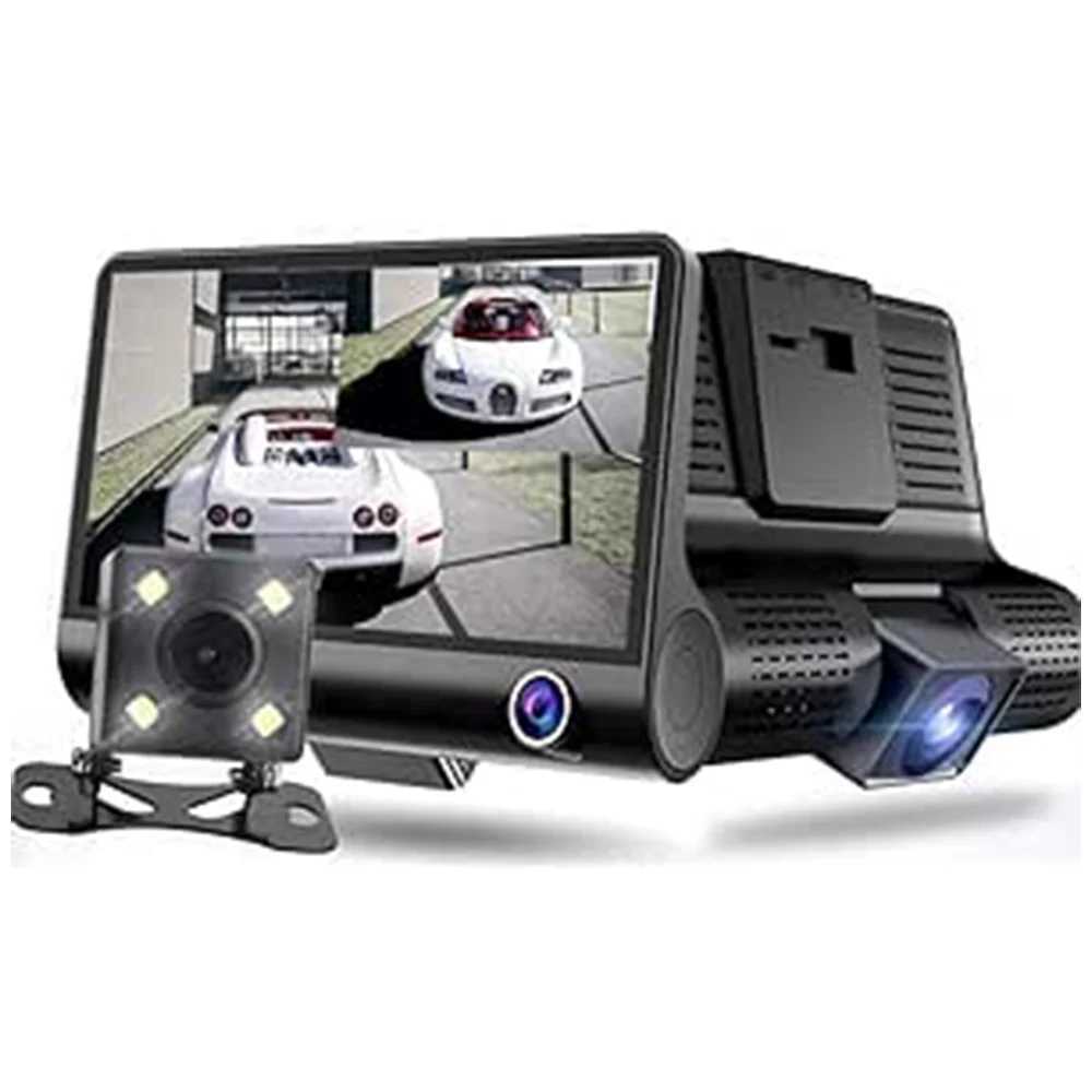 Car DVRs Car Video Recorder Car DVR Video Recorder 4 Inch Front and Rear View Video 3 Ways 1080P Dash Cam H250206