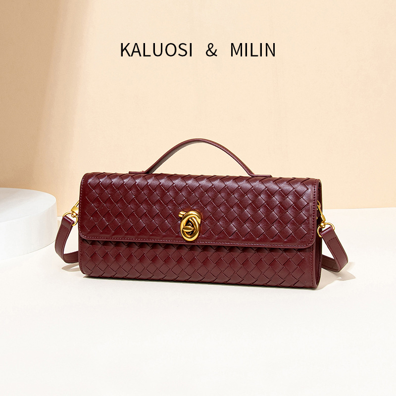 New Woven Bag Single Shoulder Crossbody Baguette Bag Niche Premium Horizontal Handheld Dinner Bag Organ Bag for Women