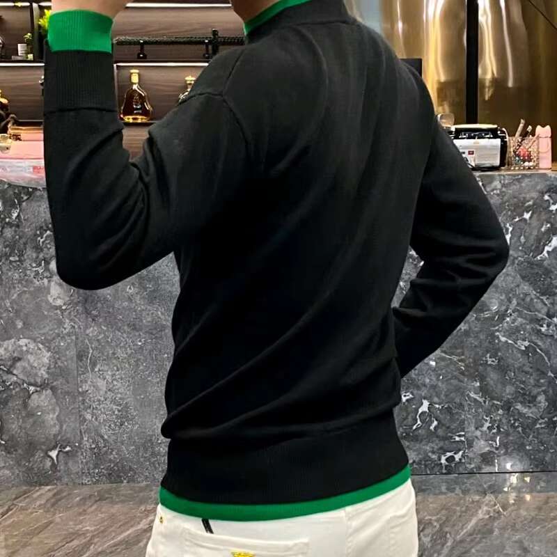 Autumn Winter Casual Men's Sweater Long Sleeve Slim Pullovers Fashion Contrast Crew Neck Knitted Pullover Men Clothing