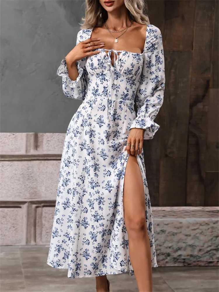 Msfilia Fashion Printed Full Sve Backless Bohemian Dress Womens Spring Summer Long DressesXJ2500207