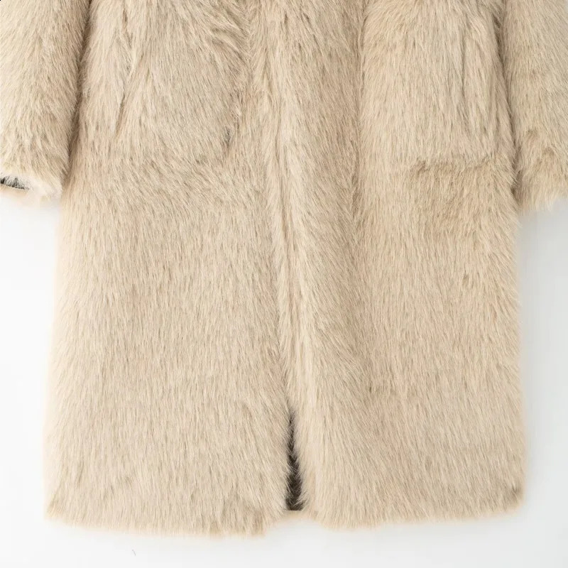 TRAF Women Double Sided Long Overcoat Fashion Autumn Sleeve Coat With Pocket Decoration Casual Female 250109Z