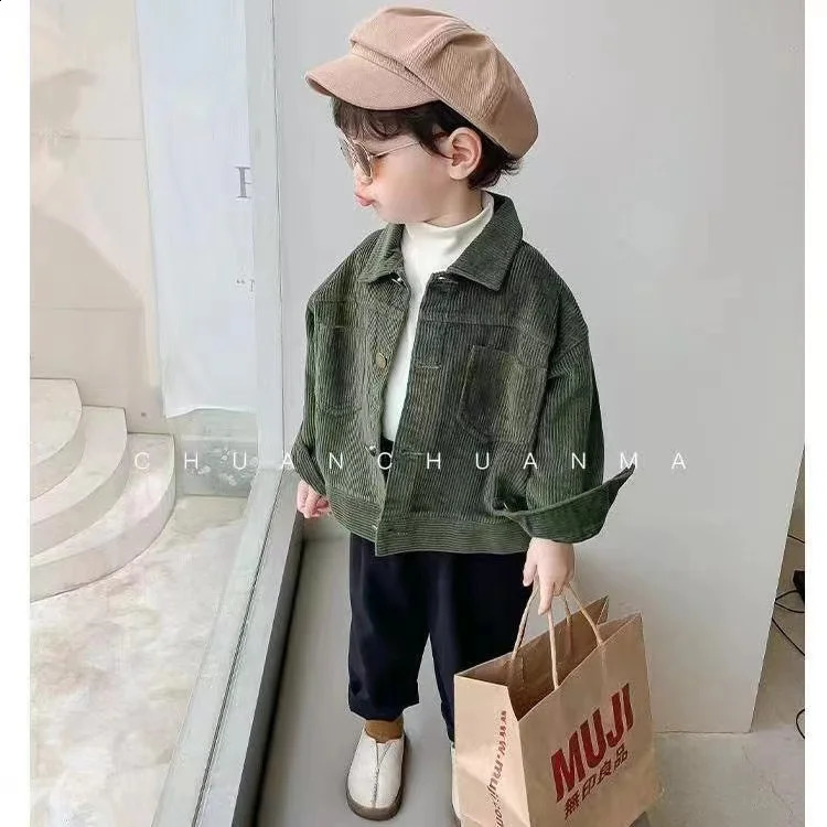 Boy Jackets Kids Coats Corduroy Fashion Children Outerwear Spring Autumn -A077 250206