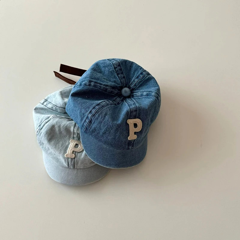 Retro Denim Baseball Cap for Baby Letter Short-brim Sun Hat Summer Adjustable Kids Boys Girls Peaked Caps 250206