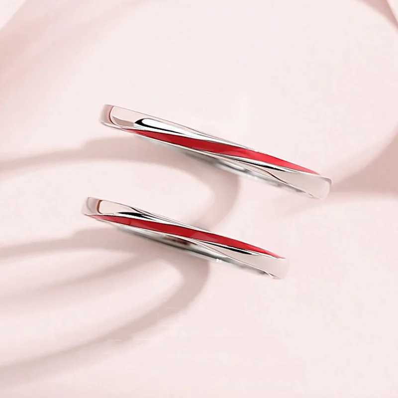 New 925 Silver Plated Lozenge Couples Ring Micro-Set Adjustable One Pair Lovers Rings Male Female Festival Birthday Jewelry Gift W250207