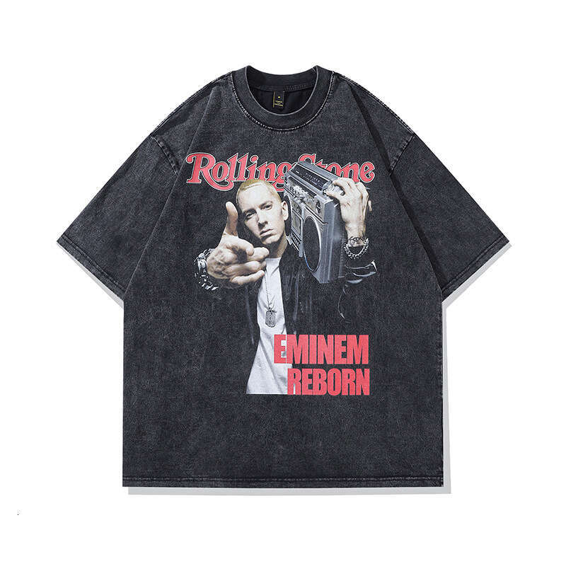 TKPA High Street Portrait Printed sleeved T-shirt Men's Fashion Brand Hip Hop Lazy Style Couple Casual Short Tee