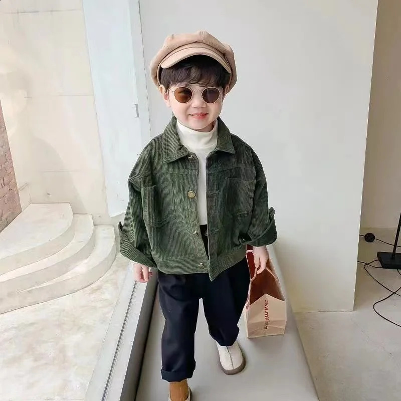Boy Jackets Kids Coats Corduroy Fashion Children Outerwear Spring Autumn -A077 250206