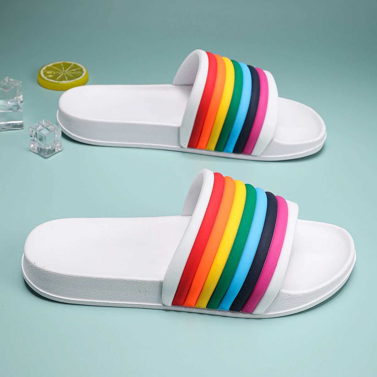Rainbow Slippers for Women and Men House Slides Shower Sandals Cushied Soft SoleXJ250207